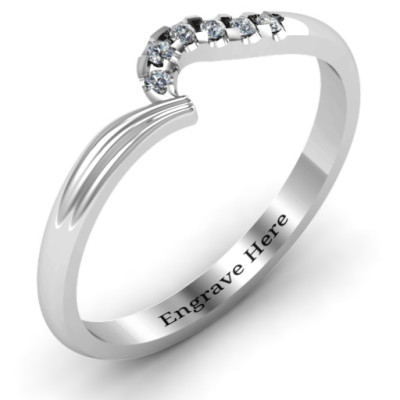 Wave Band Ring with Stone Accents - The Name Jewellery™