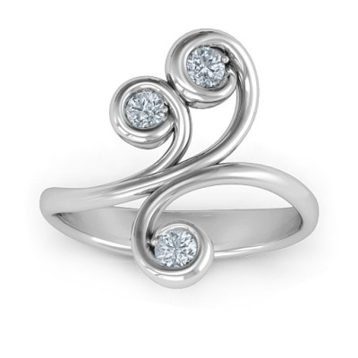 Whimsical Waves 3-Stone Ring - The Name Jewellery™