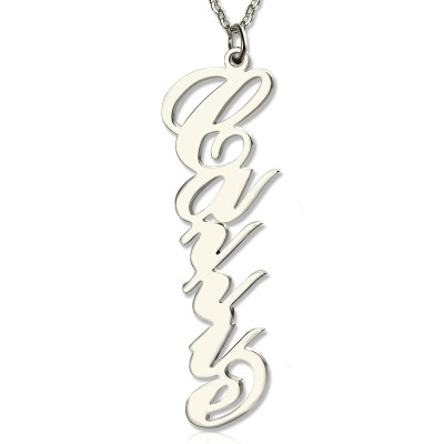 Solid White Gold 18ct Personalised Vertical Carrie Style Name Necklace - The Name Jewellery™