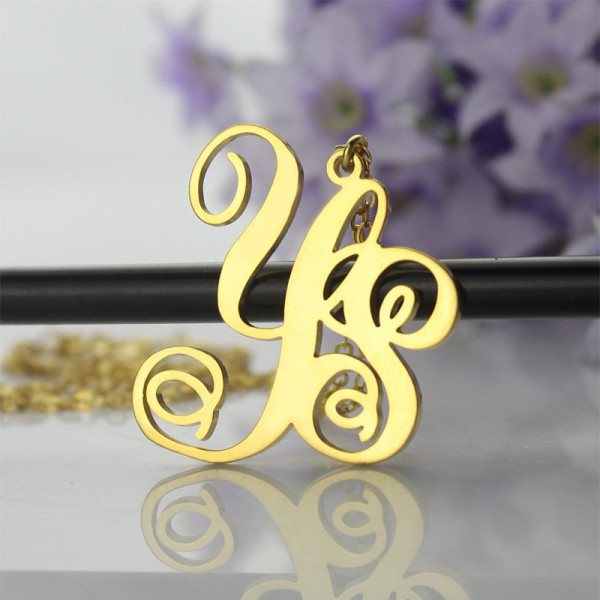 18ct Gold Plated 2 Initial Monogram Necklace - The Name Jewellery™