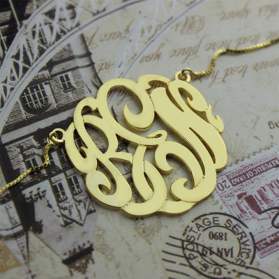 18ct Gold Plated Large Monogram Necklace Hand-painted - The Name Jewellery™