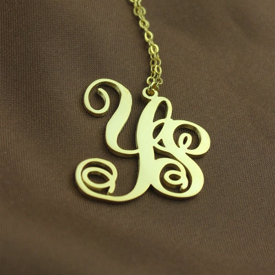 18ct Gold Plated 2 Initial Monogram Necklace - The Name Jewellery™