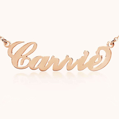 Personalised Carrie Name Necklace 18ct Solid Rose Gold - The Name Jewellery™