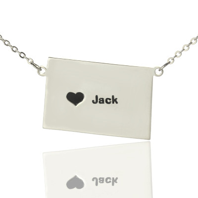 Colorado State Shaped Necklaces With Heart  Name Silver - The Name Jewellery™