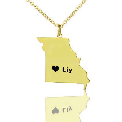 Custom Missouri State Shaped Necklaces With Heart  Name Gold Plated - The Name Jewellery™