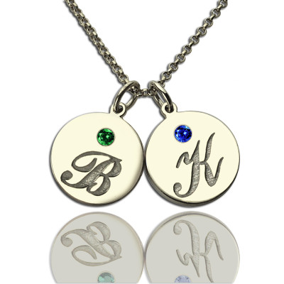 Personalised Disc Necklace with Initial  Birthstone - The Name Jewellery™