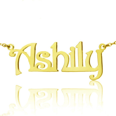 Solid Gold Harrington Font Name Necklace-18ct Gold Plated - The Name Jewellery™
