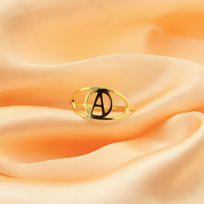 Personalised Eye Rings with Initial 18ct Gold Plated - The Name Jewellery™