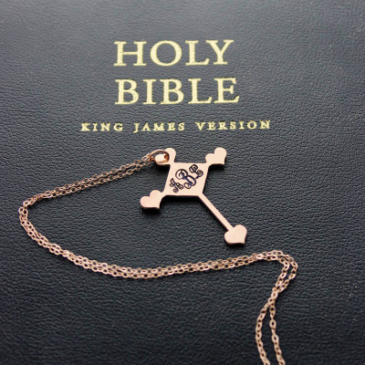 Custom 18ct Rose Gold Plated Cross Monogram Necklace - The Name Jewellery™