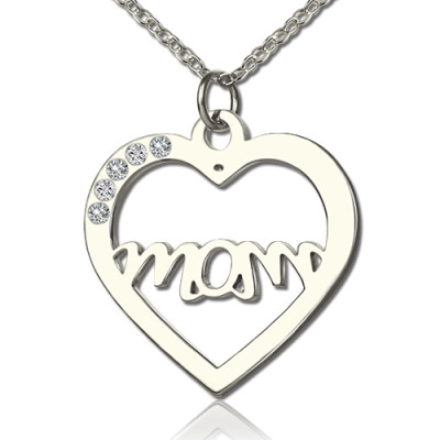 Mothers Birthstone Heart Necklace Sterling Silver - The Name Jewellery™