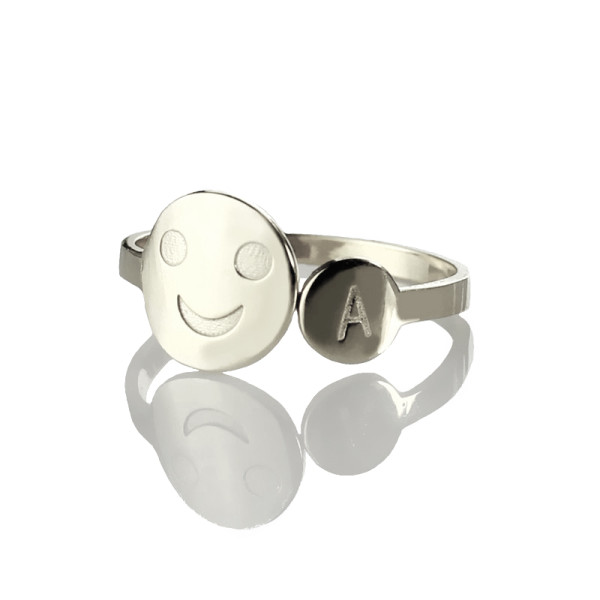 Personalised Smile Ring with Initial Sterling Silver - The Name Jewellery™