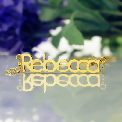 Nameplate Necklace 18ct Gold Plating "Rebecca" - The Name Jewellery™