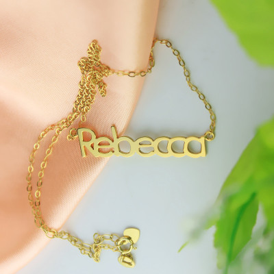 Nameplate Necklace 18ct Gold Plating "Rebecca" - The Name Jewellery™