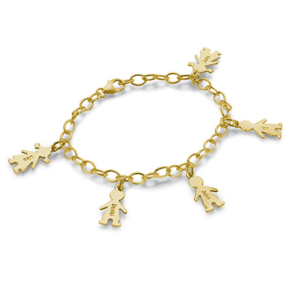 18ct Gold Plated Silver Engraved Kids Bracelet - The Name Jewellery™
