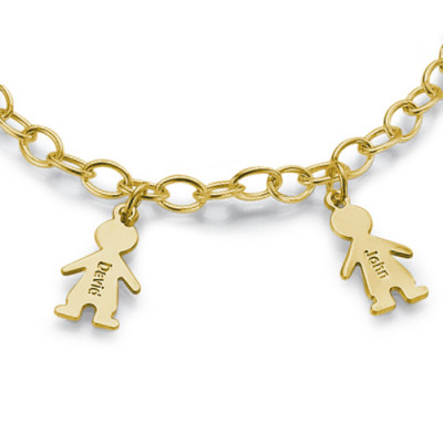 18ct Gold Plated Silver Engraved Kids Bracelet - The Name Jewellery™