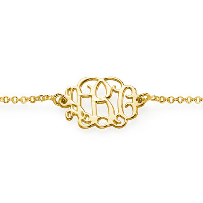 18ct Gold Plated Silver Monogram Bracelet/Anklet - The Name Jewellery™