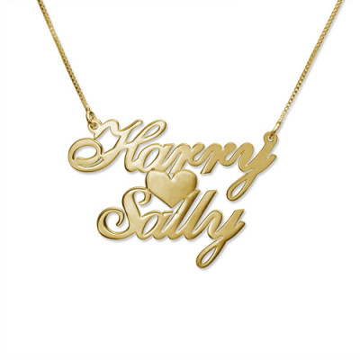18ct Gold-Plated Silver Two Name Love Necklace - The Name Jewellery™