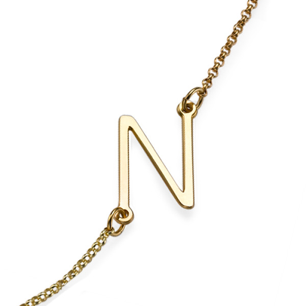 18ct Gold Plated Sideways Initial Necklace - The Name Jewellery™