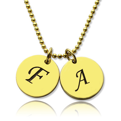 Personalised Initial Charm Discs Necklace 18ct Gold Plated - The Name Jewellery™