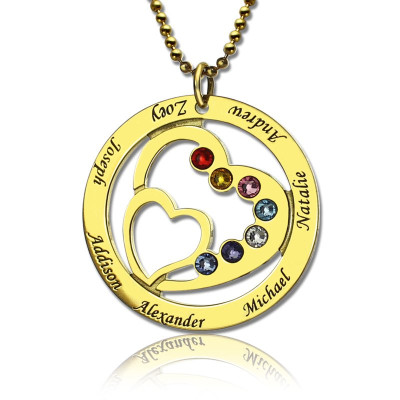 Heart in Heart Birthstone Name Necklace 18ct Gold Plated - The Name Jewellery™