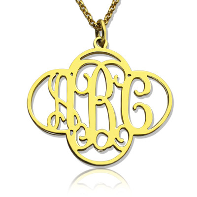 Personalised Cut Out Clover Monogram Necklace 18ct Gold Plated - The Name Jewellery™