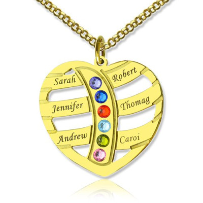 Mothers Necklace With Children Names  Birthstones 18ct Gold Plated - The Name Jewellery™