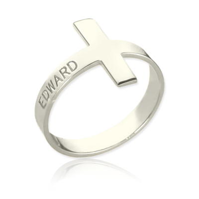 Engraved Name Cross Rings Sterling Silver - The Name Jewellery™