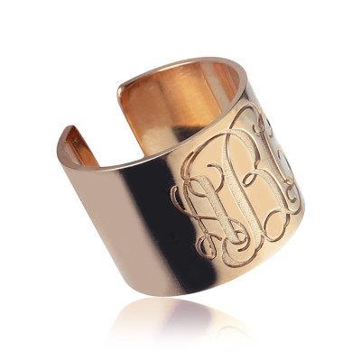 Engraved Monogram Cuff Ring Rose Gold - The Name Jewellery™