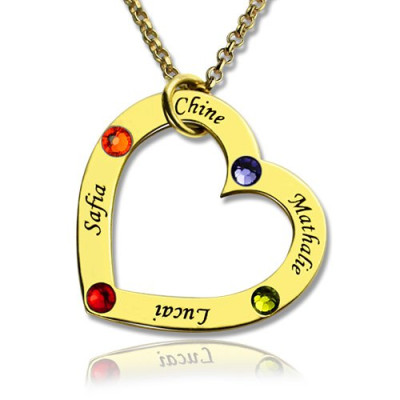 Gold Plated Birthstone Heart Necklace For Mother - The Name Jewellery™