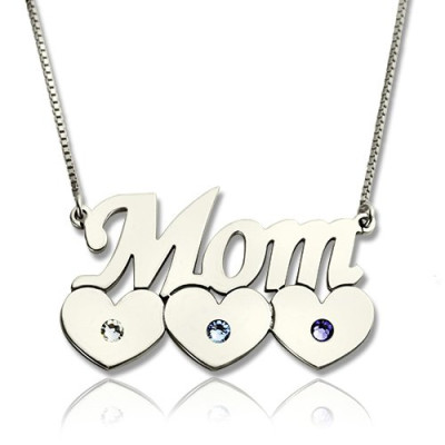Mother Necklace With Children Birthstone Silver - The Name Jewellery™