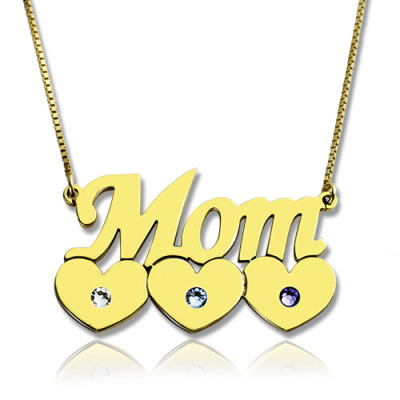 Moms Necklace With Children Birthstone In 18ct Gold Plated - The Name Jewellery™