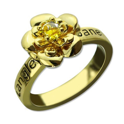 Promise Rose Ring for Her with Birthstone 18ct Gold Plated - The Name Jewellery™