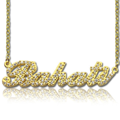 18ct Gold Plated Full Birthstone Carrie Name Necklace - The Name Jewellery™