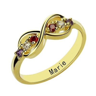 18ct Gold Plated Infinity Promise Rings with Birthstone - The Name Jewellery™