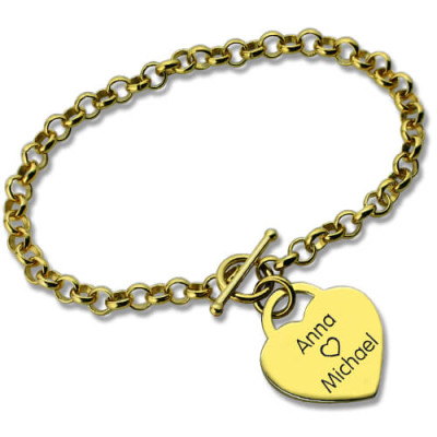Personalised Heart Name Bracelets 18ct Gold Plated - The Name Jewellery™