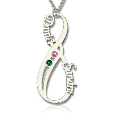 Birthstone Infinity Eternity Necklace Double Name - The Name Jewellery™