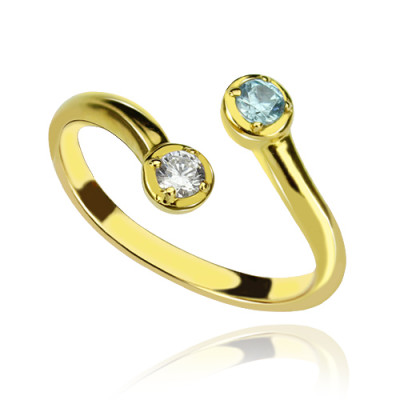 Dual Drops Birthstone Ring 18ct Gold Plated - The Name Jewellery™