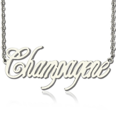 Solid White Gold Personalised Champagne Font Name Necklace - The Name Jewellery™