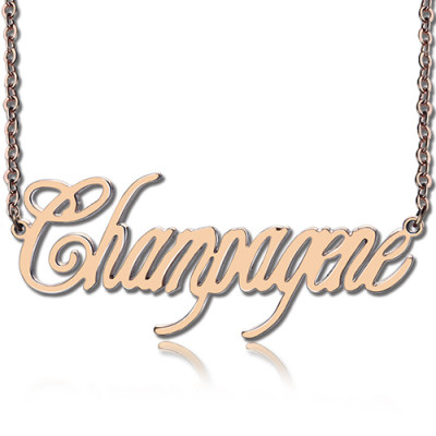 Solid Rose Gold Personalised Champagne Font Name Necklace - The Name Jewellery™