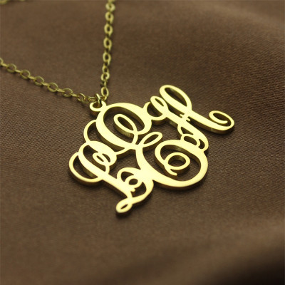 Personalised Vine Font Initial Monogram Necklace 18ct Gold Plated - The Name Jewellery™