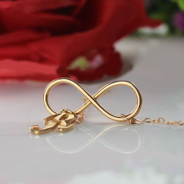 Rose Gold Plated Infinity Initial Necklace - The Name Jewellery™