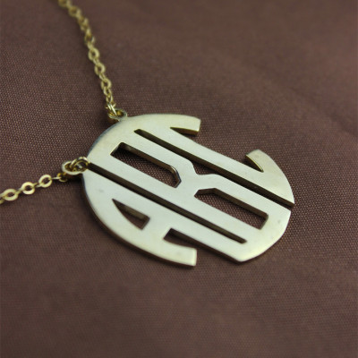 Solid Gold 18ct Initial Block Monogram Pendant Necklace - The Name Jewellery™