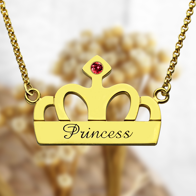 14K Gold Pavé Diamond Crown Charm Pendant Necklace – Nana Bijou