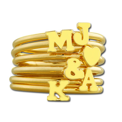Stackable Initial Ring 18ct Gold Plated - The Name Jewellery™