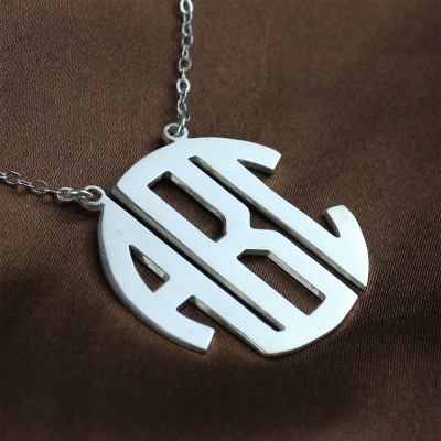 Solid White Gold 18ct Initial Block Monogram Pendant Necklace - The Name Jewellery™