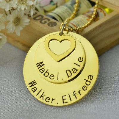 Disc Family Jewellery Necklace Engraved Name 18ct Gold Plated - The Name Jewellery™