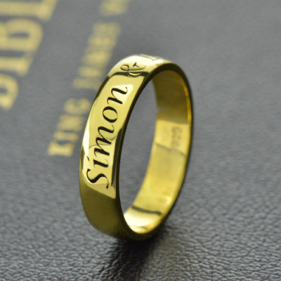 Engraved Promise Name Ring 18ct Gold Plated - The Name Jewellery™
