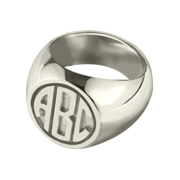 Personalised Signet Ring with Block Monogram Sterling Silver - The Name Jewellery™