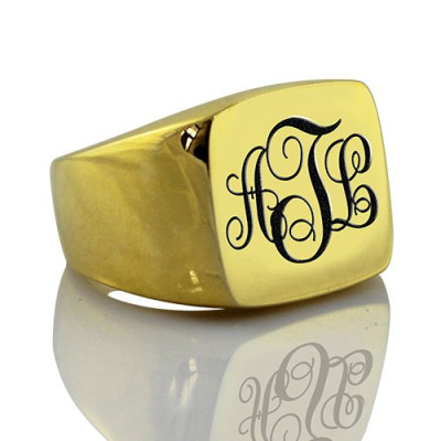 Custom 18ct Gold Plated Monogram Signet Ring - The Name Jewellery™