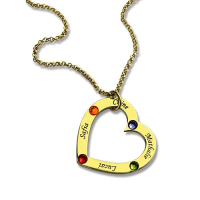 Gold Plated Birthstone Heart Necklace For Mother - The Name Jewellery™